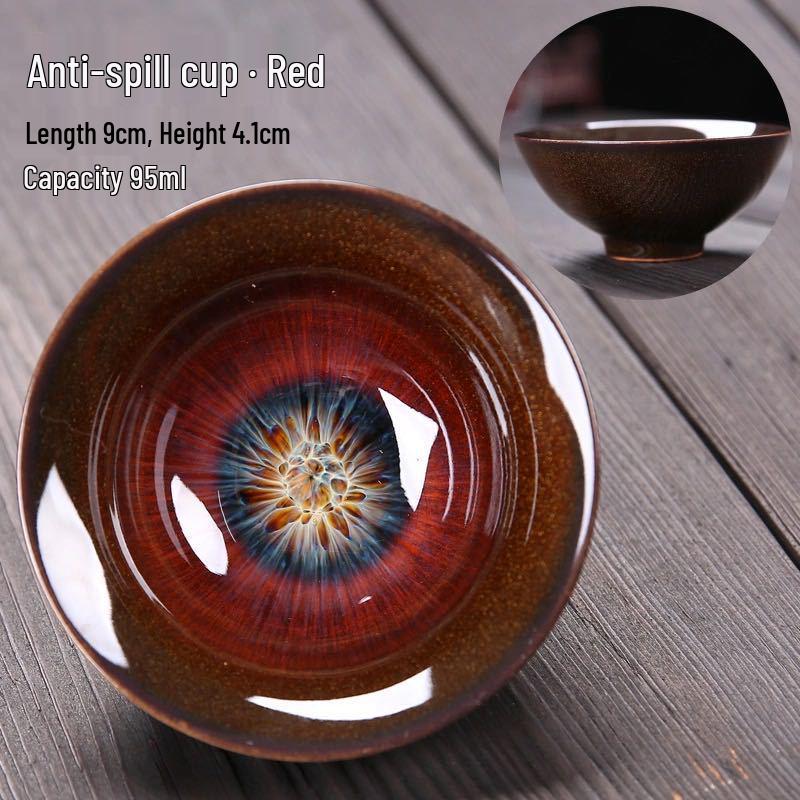Jian Zhan Kiln-Change Ceramic Sand Gold Tea Cup - Hat-Shaped Tea Tasting Bowl