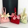 Floral Trim Flower Drawstring Crossbody Bag Flower Pendant Canvas Shoulder Bag  Vacation