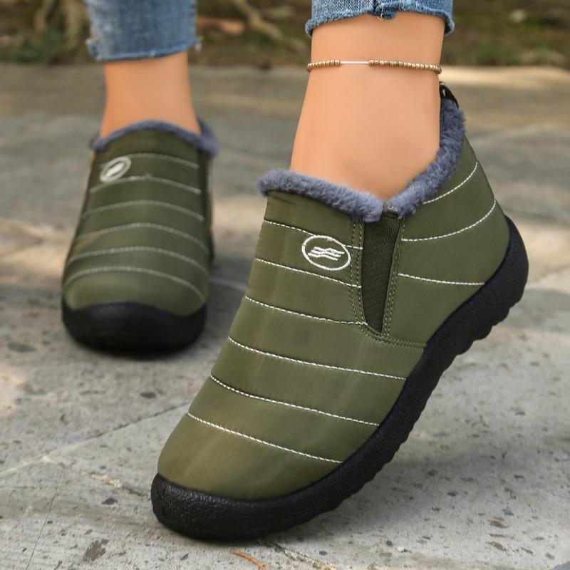 Women’s Large-Size Fleece-Lined Cotton Snow Boots, Warm Thickened Casual Shoes