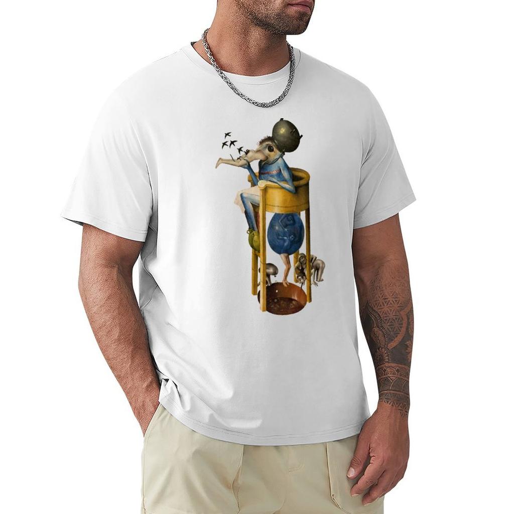 Hieronymus Bosch  Devil On Night Chair TShirt Vintage Graphic Tee Street Wear Oversized T Shirt Men