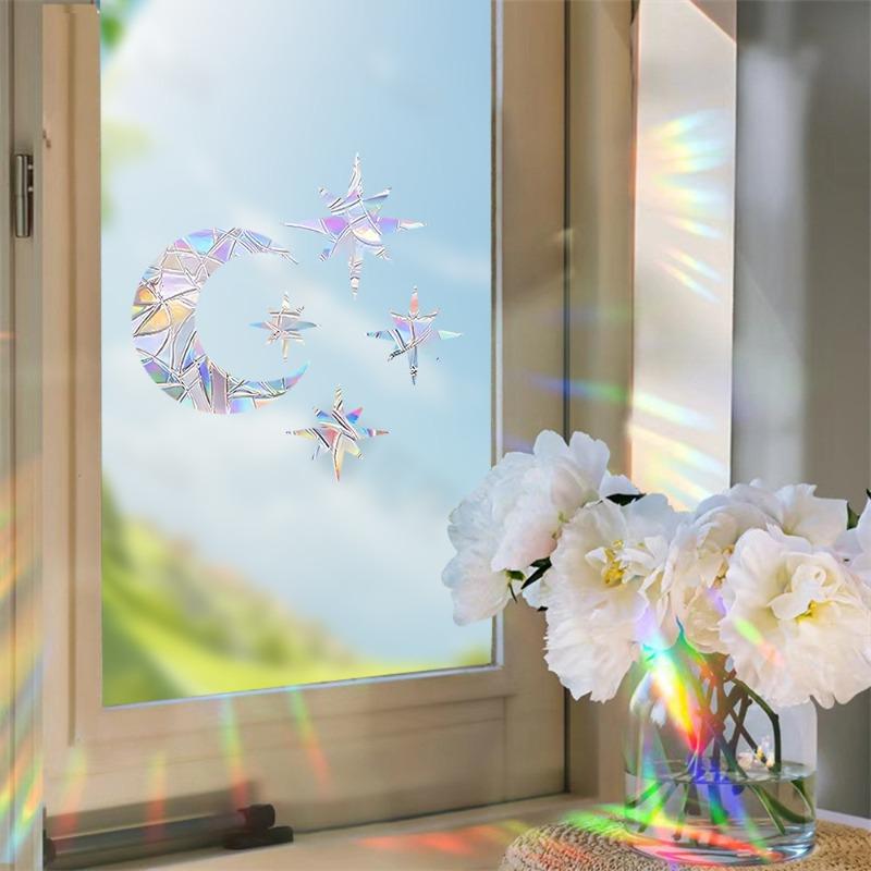 Summer Sunshine Catcher Static Cling Removable Window Film Rainbow Glass Sticker DIY Decorative Window Cling for Home Office