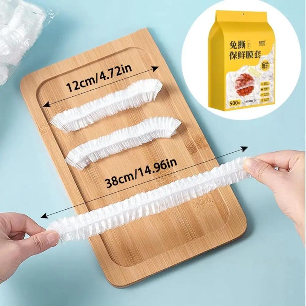 300/400/500Pcs Durable Wall-mounted Disposable Food Cover Extractable Elastic Fresh Bag Transparent PE Plastic Wrap