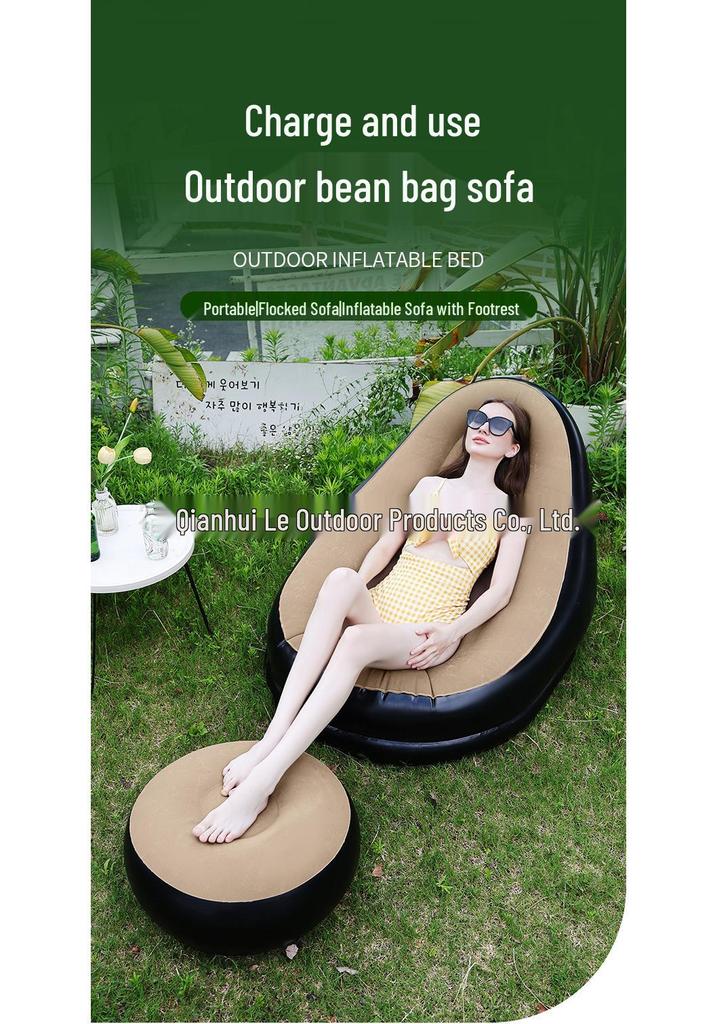 Inflatable Sofa with Footrest – Versatile Outdoor and Indoor Folding Chair for Leisure and Camping