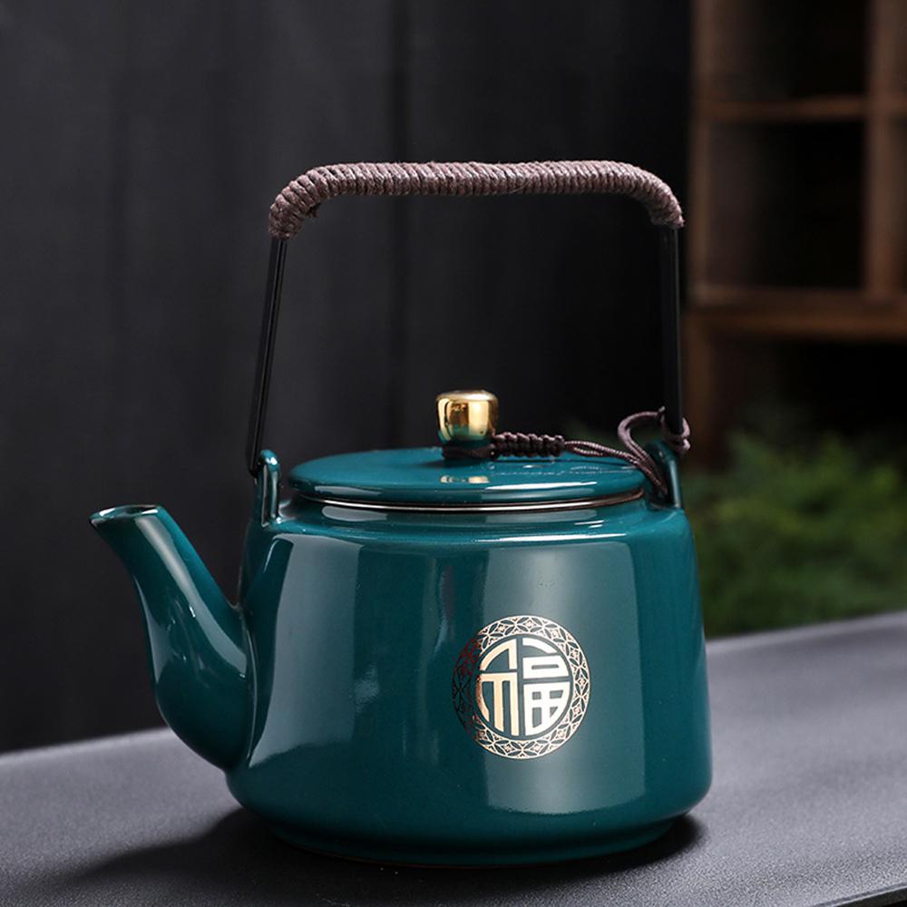 Chinese Ceramic Teapot, Ancient Rhyme Handheld Pot for Brewing Tea, Tea Infuser, Household Tea Kettle, Kung Fu Tea Set, 700ml