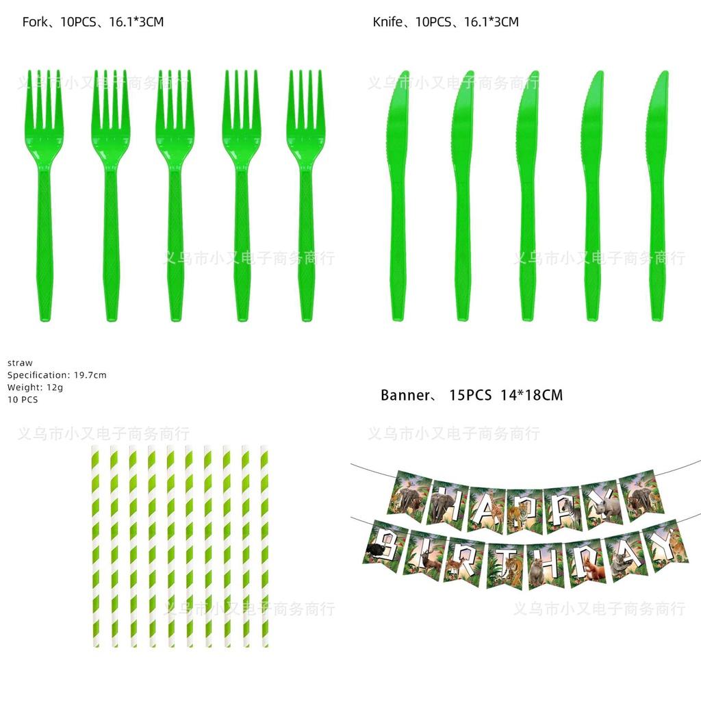 Jungle Animal Zoo Birthday Party Supplies For Boys Jungle Theme Decorations For Baby's First Birthday Tableware And Tablecloth