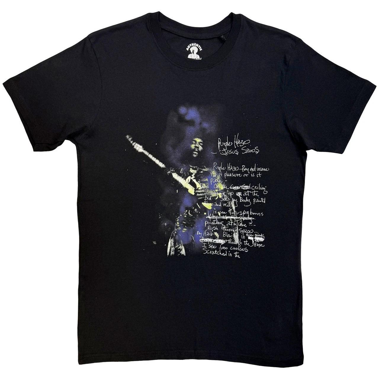Jimi Hendrix - Purple Haze Lyrics - Black T-shirt L