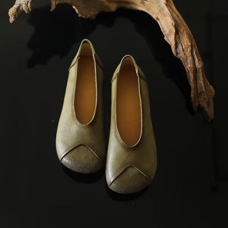 Fashion 2025 Spring New Literary Comfortable Plus Size Retro Women's Shoes Flat Soft Sole Single Shoes