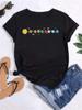 Maycaur T Shirt Women Moon Planet Print Fashion Tee Shirts Casual Round Neck Short Sleeve Streetwear Female T-Shirt Vintage Tops