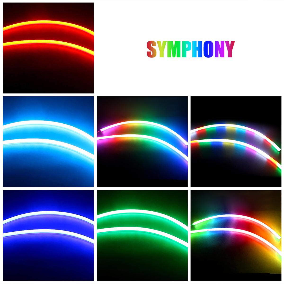 

2PCS 75CM RGB Symphony Flowing Turn Signal Strip Daytime Running Light Flexible DRL APP Control Car Decorative Light 75CM