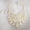European and American Handmade Pearl Fringed Necklace Earrings Set Luxury Pearl Jewelry Set
