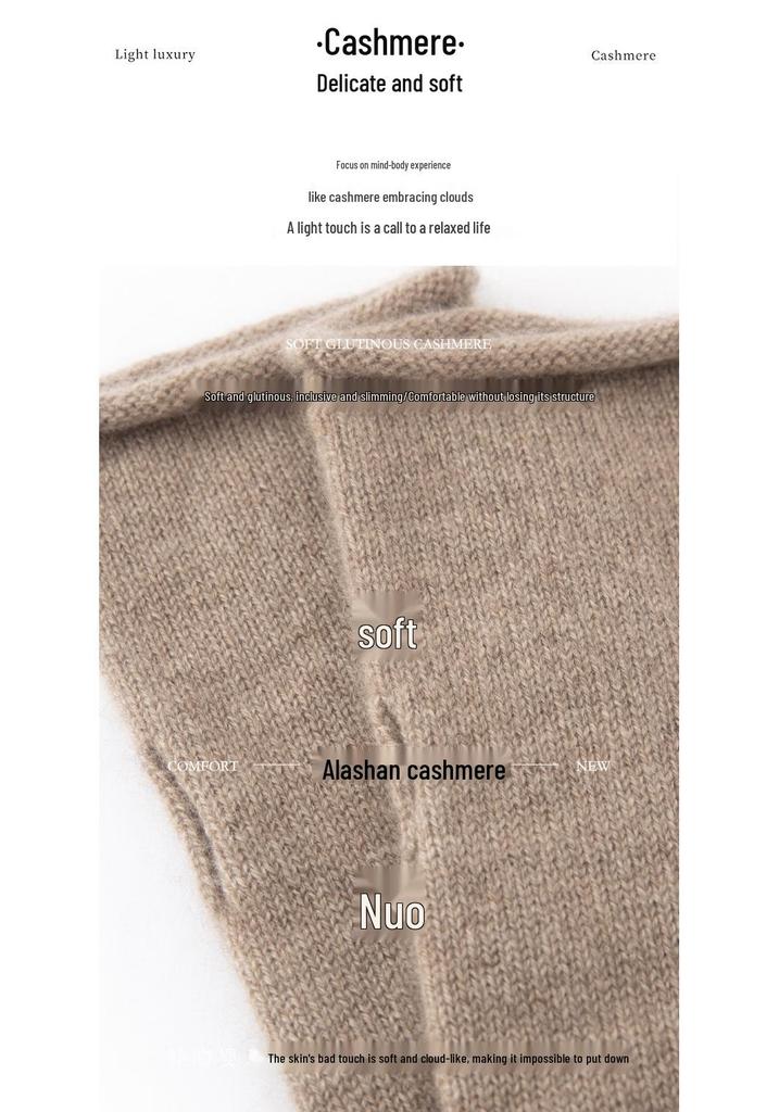 Women's 100% Pure Cashmere Long Sleeve Chunky Knit Warm Gloves - Versatile Solid Color