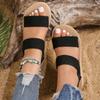 Women's Fashion Trend Anti-slip Wear-resistant Pure Black Belt Soft Soled High-heeled Sandals