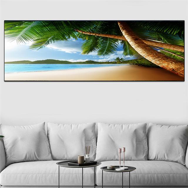 Landscape Sunset Beach Cloud Seascape Canvas Painting Tropics Palm Tree Coast Posters and Prints Wall Art Home Decor No Frame