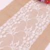 1pc Natural Jute Burlap Lace Table Runner, 12 X 108 Inch Rustic Table Runner for Country Thanksgiving Christmas Baby Wedding Party Table Decor