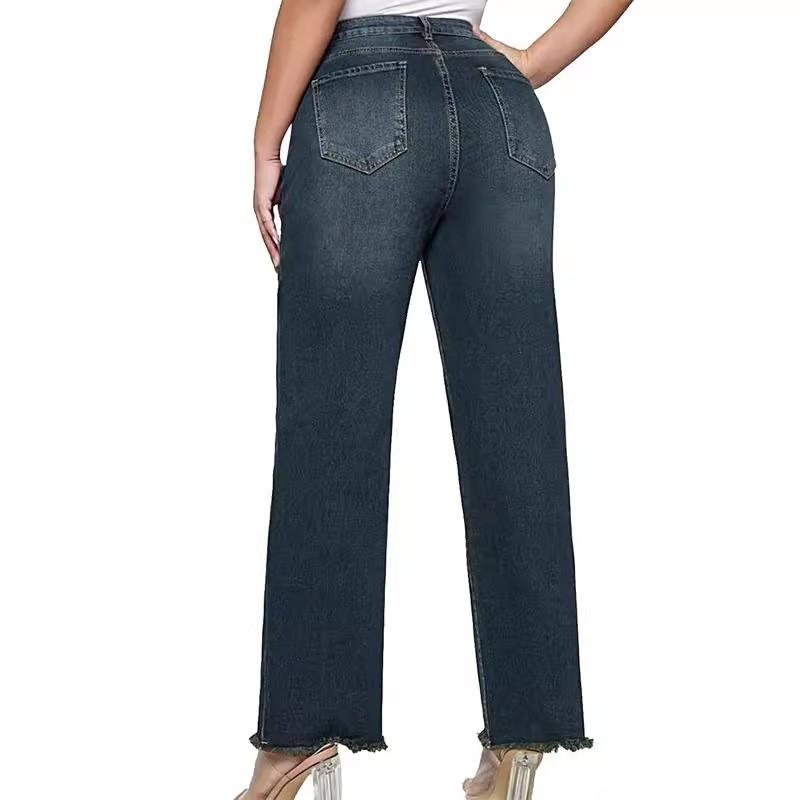 Vintage Wide Leg Jeans Women Relaxed Slim Fit Cropped Denim Pants With Faded Wash