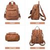 Backpack Purse For Womens, Waterproof PU Leather Backpacks Handbags, Ladies Casual Shoulder Bags Brown