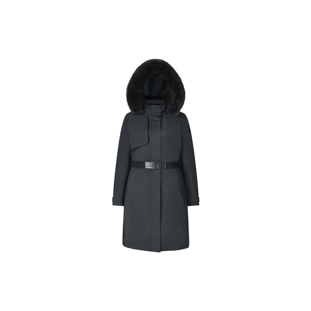 

FILA Golf Series Solid Color Hooded Mid-Length Down Jacket Women Outerwear Deep-Black A11W345904F-BK XL