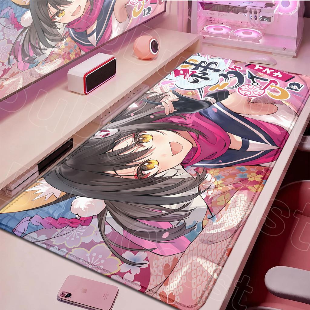 E-sport Gamer Tabletop Rug Office Accessories XXL Notebook Keyboard Mouse Mat Blue Archive Kuda Izuna Anime Girl Mauspad 90x40cm