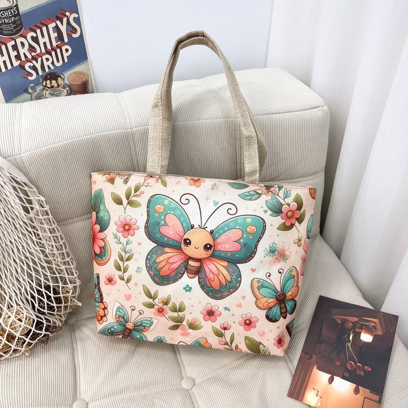 Ethnic Style Canvas Shoulder Bag With Bright Print For Daily Use
