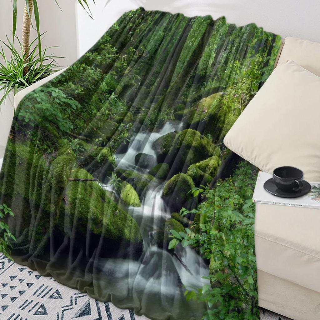 Decke Dschungel Grün Blätter Wald Decke Weich Bequem Plüschdecken Warm Sofa Bettlaken