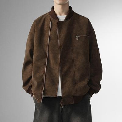 מעיל גברים רחוב גבוה אופנה קוריאנית רפוי דש שרוול ארוך קרדיגן טופ