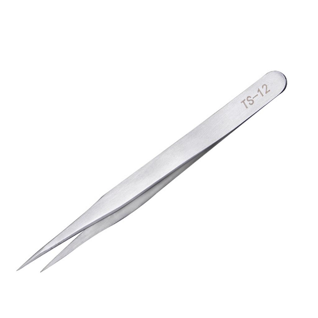 Stainless Steel Eyelash & Nail Art Tweezers Professional Pointed Tip Curved Jewelry Applicator for Nail Decorations False Lashes