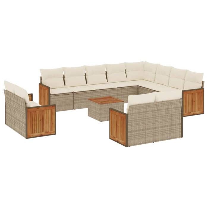 VidaXL Garden Lounge Set with Cushions 13 Pcs, Patio Sofas, Patio Furniture Set, Outdoor Furniture, Beige 3228200
