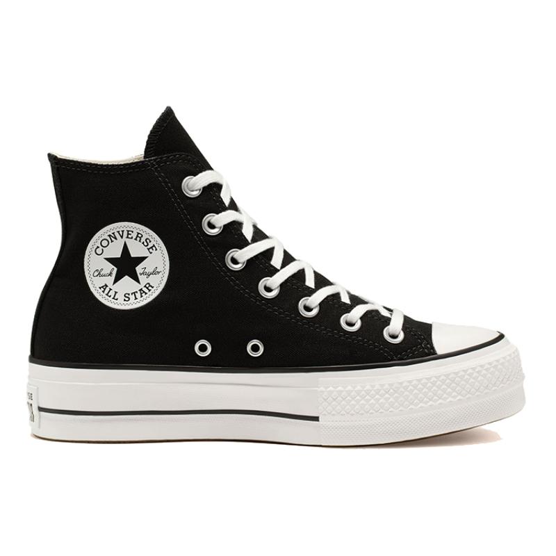 Converse All Star Lift Muffin Bottom Classic Versatile Casual High-Top Canvas Women's Black & White