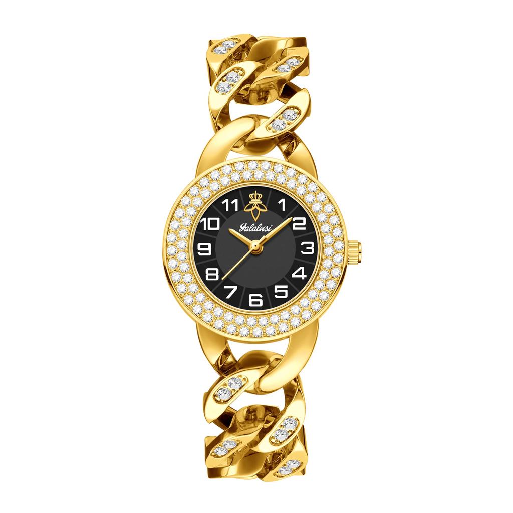 YaLaLuSi Stylish Ladies’ Luxury Diamond-Set Bracelet Watch: An Elegant Water-Resistant Quartz Timepiece Perfect as a Gift Relo