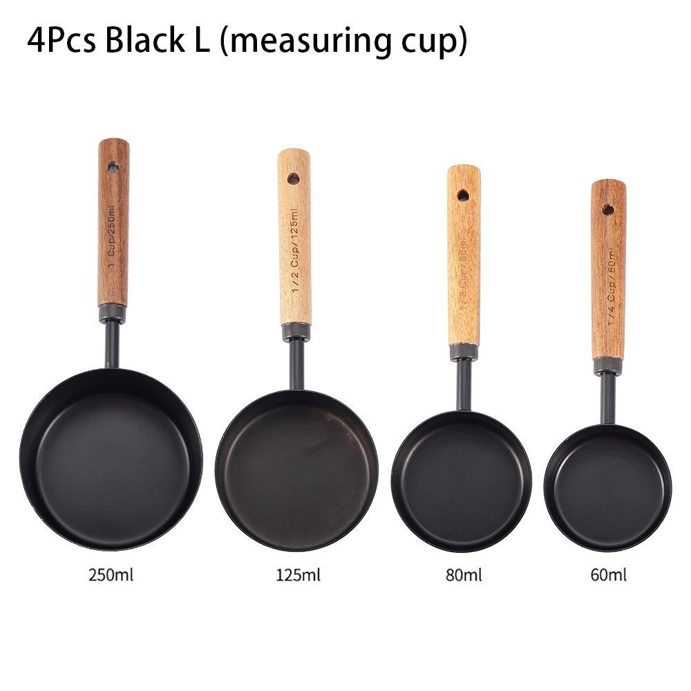 4Pcs Stainless Steel Coffee Measuring Spoon Wooden Handle Baking Tool  Ice Cream Sugar Salt Spice