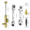Valve Core Remover Taller Tool & HVAC Service Wrench Set With Hex Bit Adapters, Dual Size SAE 1/4 & 5/16 Port,3/8'' To 1/4'', 5/16'' X 1/4''
