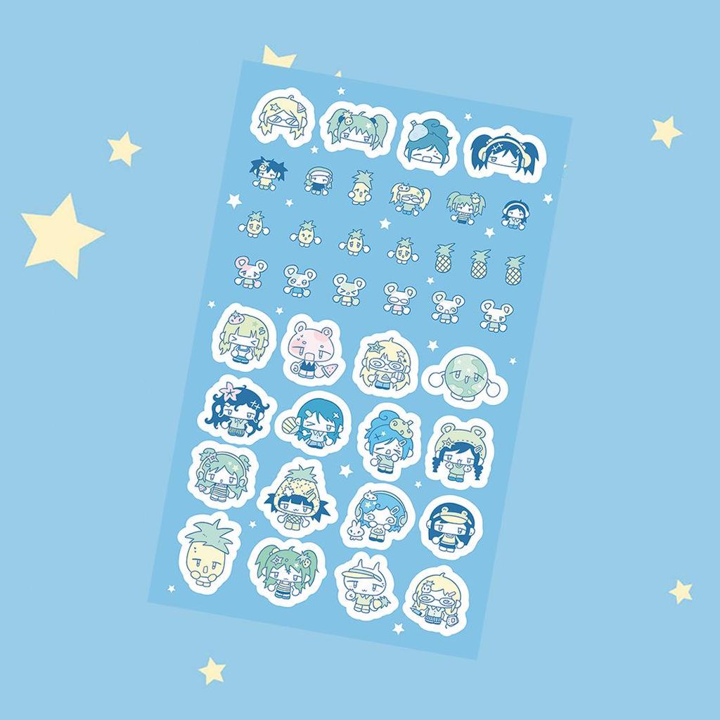 Korean Retro Summer Girl Stickers: Cute Cartoon Guka DIY Creative Set