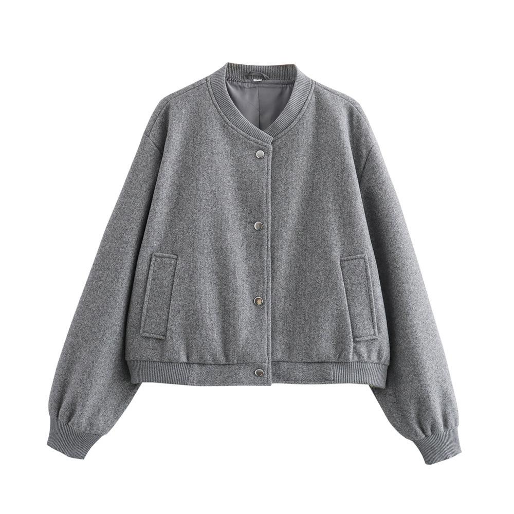 Foreign trade Europe, America, spring and autumn casual versatile long-sleeved single-breasted soft pilot short jacket