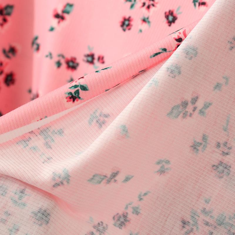Ribbed Stretch Knit Jersey Fabric By The Meter Stretch Floral Sewing Fabrics For DIY Dress Or Fashion Little Girl Tops TJ1593