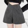 2025 New High-Waisted Shiny Bootcut Woolen Shorts for Women - Autumn/Winter Fashion