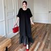 Short sleeve Plus size Cotton vintage black new in dresses for women casual loose long summer dress