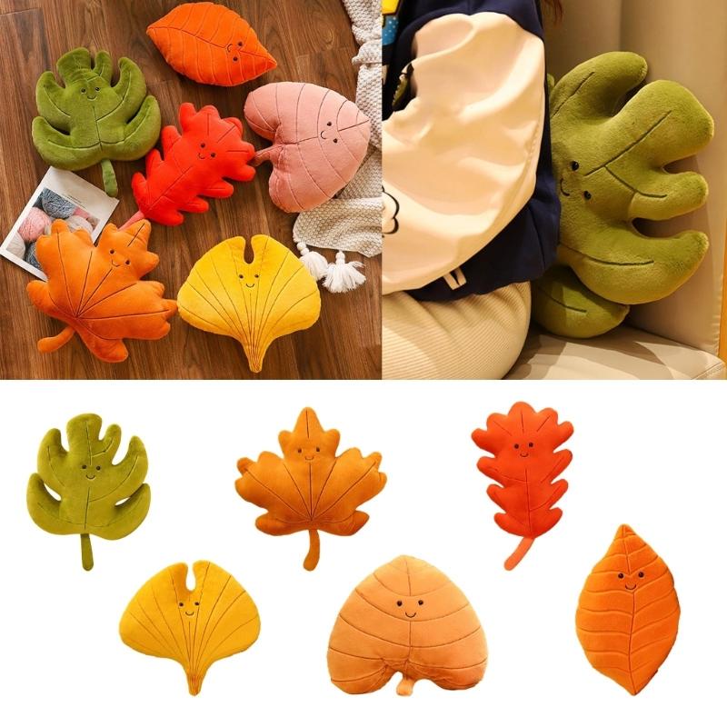 Green Plant Plush Doll  Leaf Shaped Pillow Soft and Comfortable Cushion for Relaxation Fun Home Decor