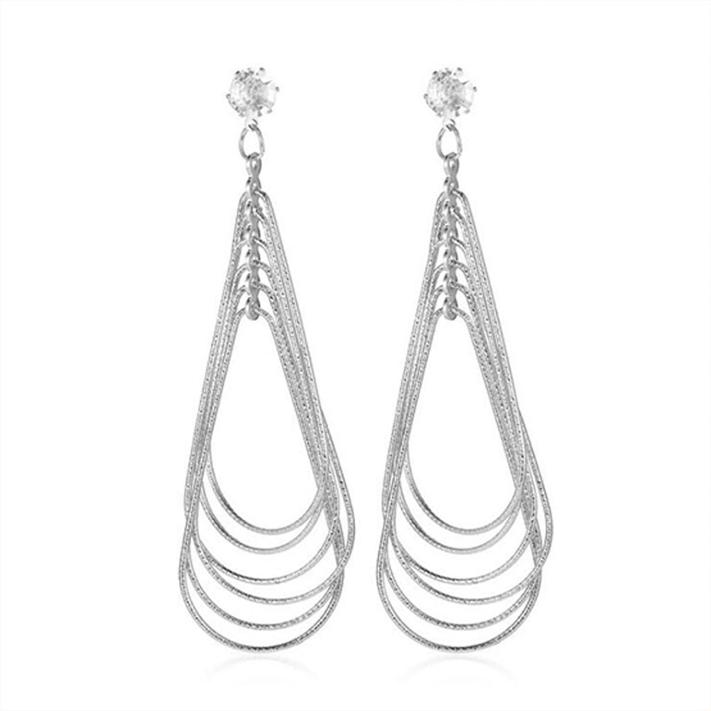 

1 Pair Women s Alloy Earrings Multi-Layer Water Drop Retro Exaggerated Geometric Simple Long Earrings 02 Silver 0709 #1