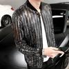 Men's Sequin Glitter Zipper Jacket Hip Hop Nightclub Stage Street Jacket