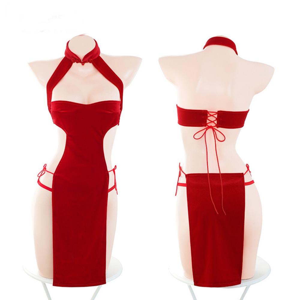 Domila Sex Clothes Velvet Cheongsam Sex Underwear Uniform Passion Clothes Temptation Sex Clothes F336
