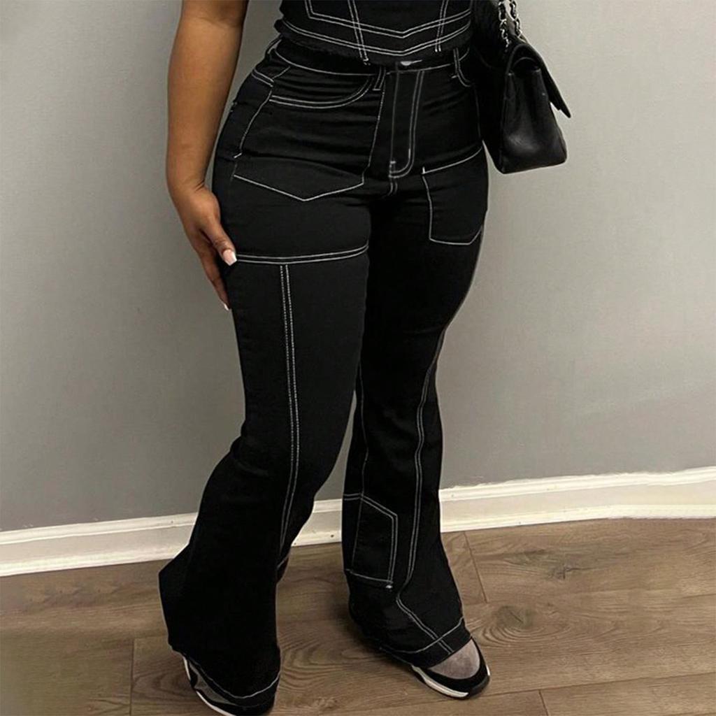 Women's Solid Color Casual Fashion Pants, Solid Color Versatile Slim Fit Jeans