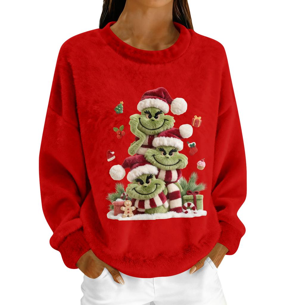 Damen Fleece-Hoodie Langarm Rundhals Lässig Bequem Locker geschnitten Leicht Damen-Hoodie