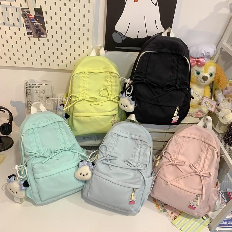 Girls Mini Backpack Nylon Drawstring With Bow For School And Travel