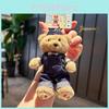 Cuter Bear Plush Keyring With Denim Overalls And Dress Decor For Gift Giving