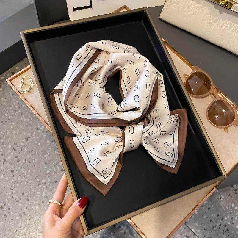 Satin high-end tied hair long silk scarf headband elegant and simple versatile hair band headband streamer hair accessories women's tied bag