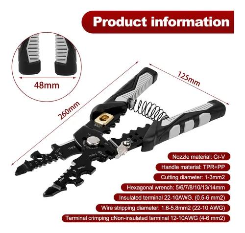Electrician Wire Stripper with Chromium Vanadium Steel Blades and Ergonomic Handle Designed for One Handed Easy Operation