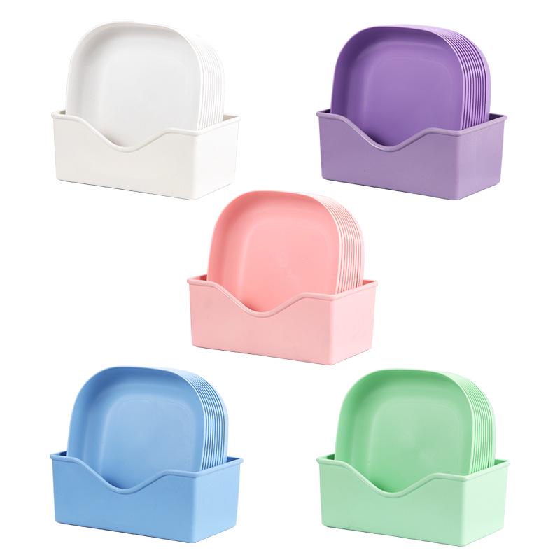 Creative Wheat Straw Japanese Tableware Set - Small Plates for Snacks, Nuts, Appetizers, Candy with Base