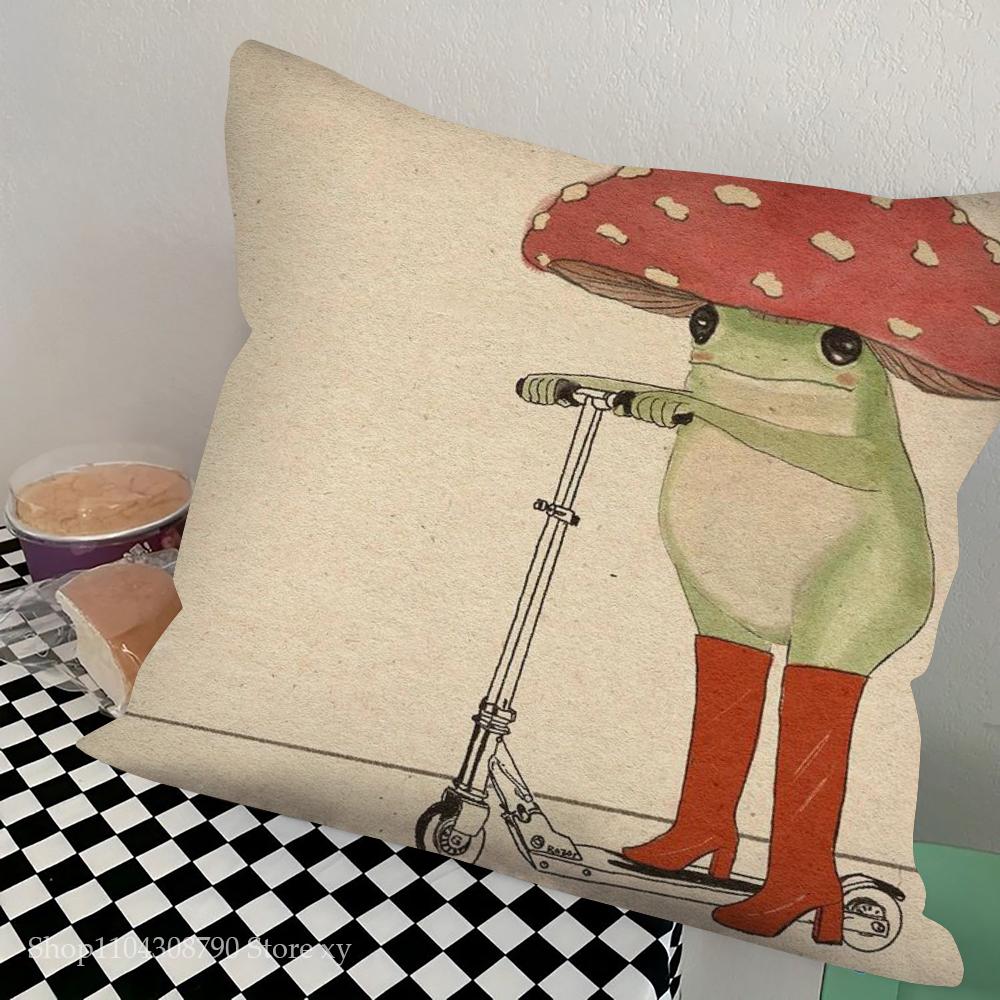 1 Stück Lustige Pflanzen Pilze Retro Kissenbezug Quadrat Schlafzimmer Sofa Freizeit Komfort Kissen Auto Wohnzimmer Heimdekoration