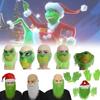 Grinch Half Face Mask With Green Hair And Whimsical Design For Christmas Celebrations