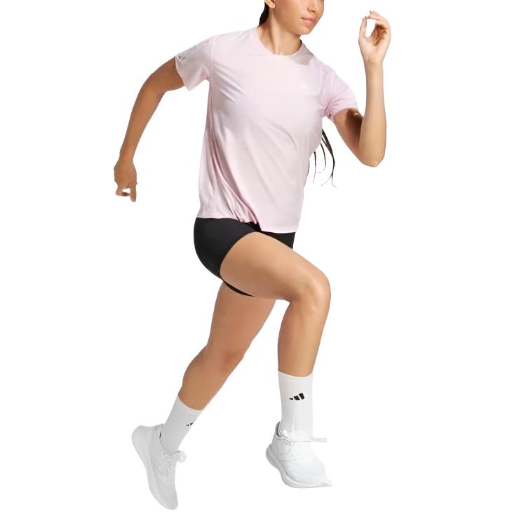 adidas Womens Own The Run T-Shirt Clear Pink Women Streetwear JD6433